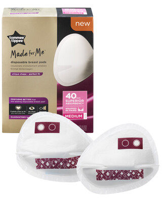 Tommee Tippee Made For Me Disposable Breast Pads 40pcs Wrapped In Pairs Medium Size